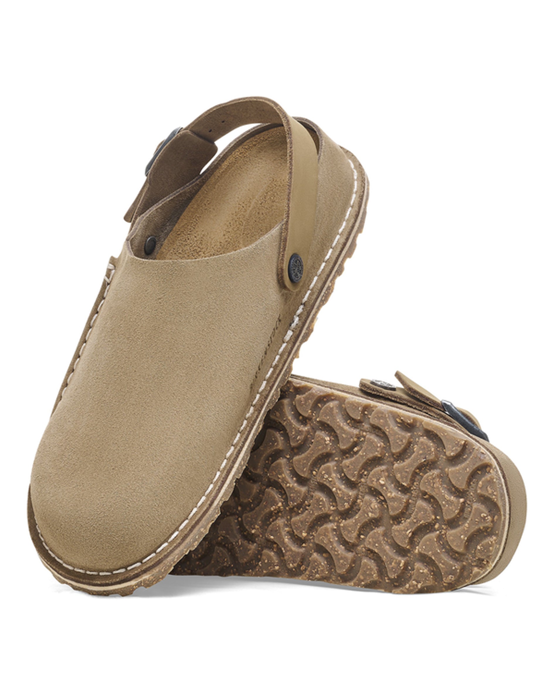 Lutry Premium Grey Taupe Suede Leather Clogs