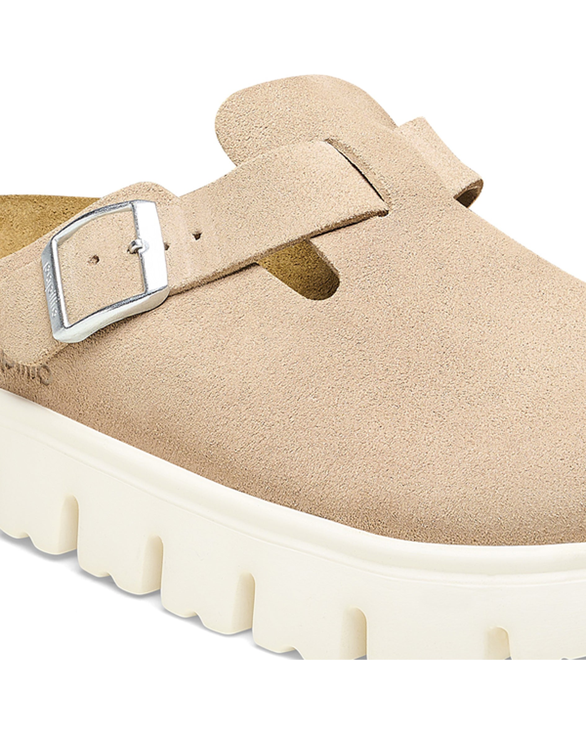 Boston Chunky Warm Sand Suede Leather Clogs