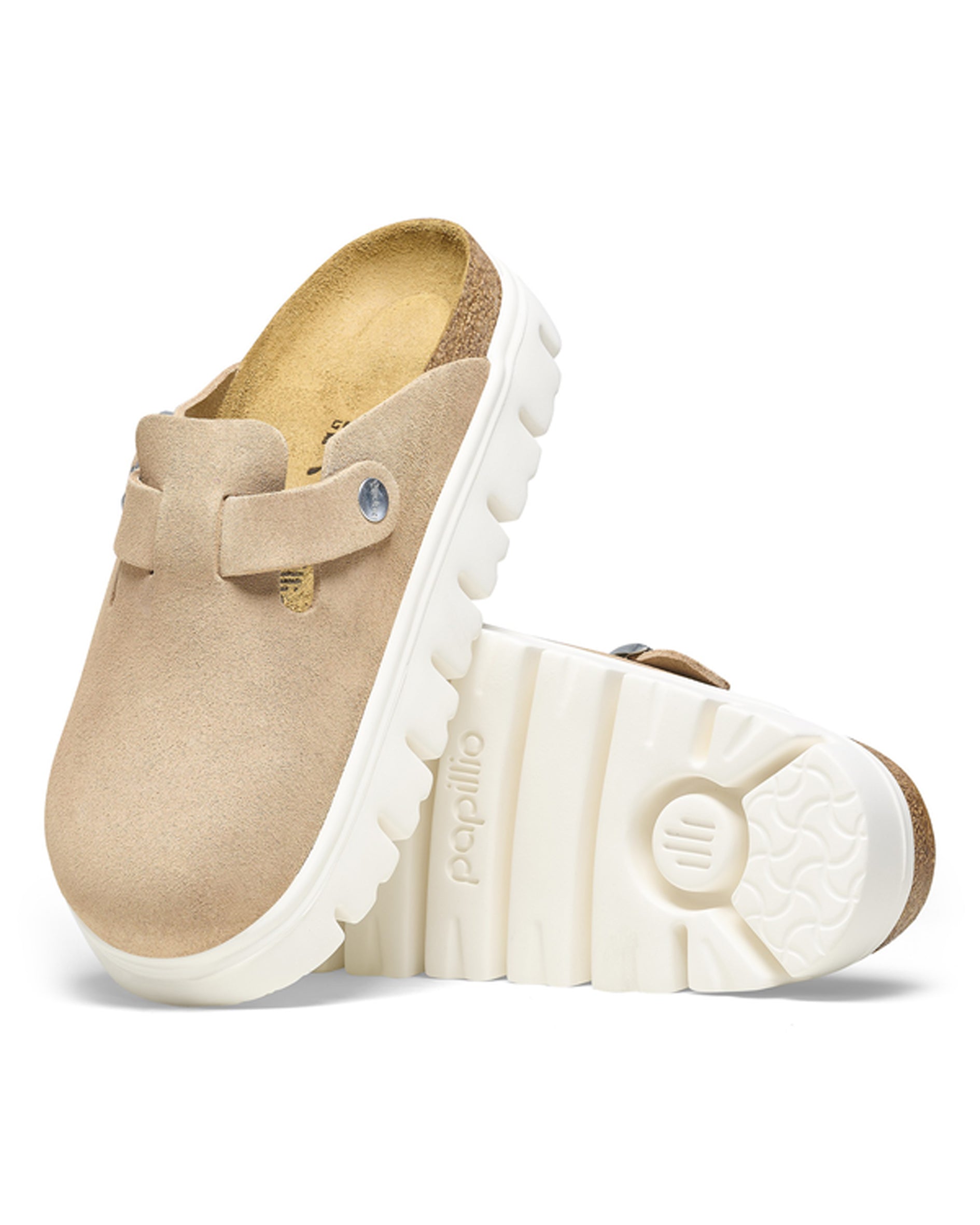 Boston Chunky Warm Sand Suede Leather Clogs