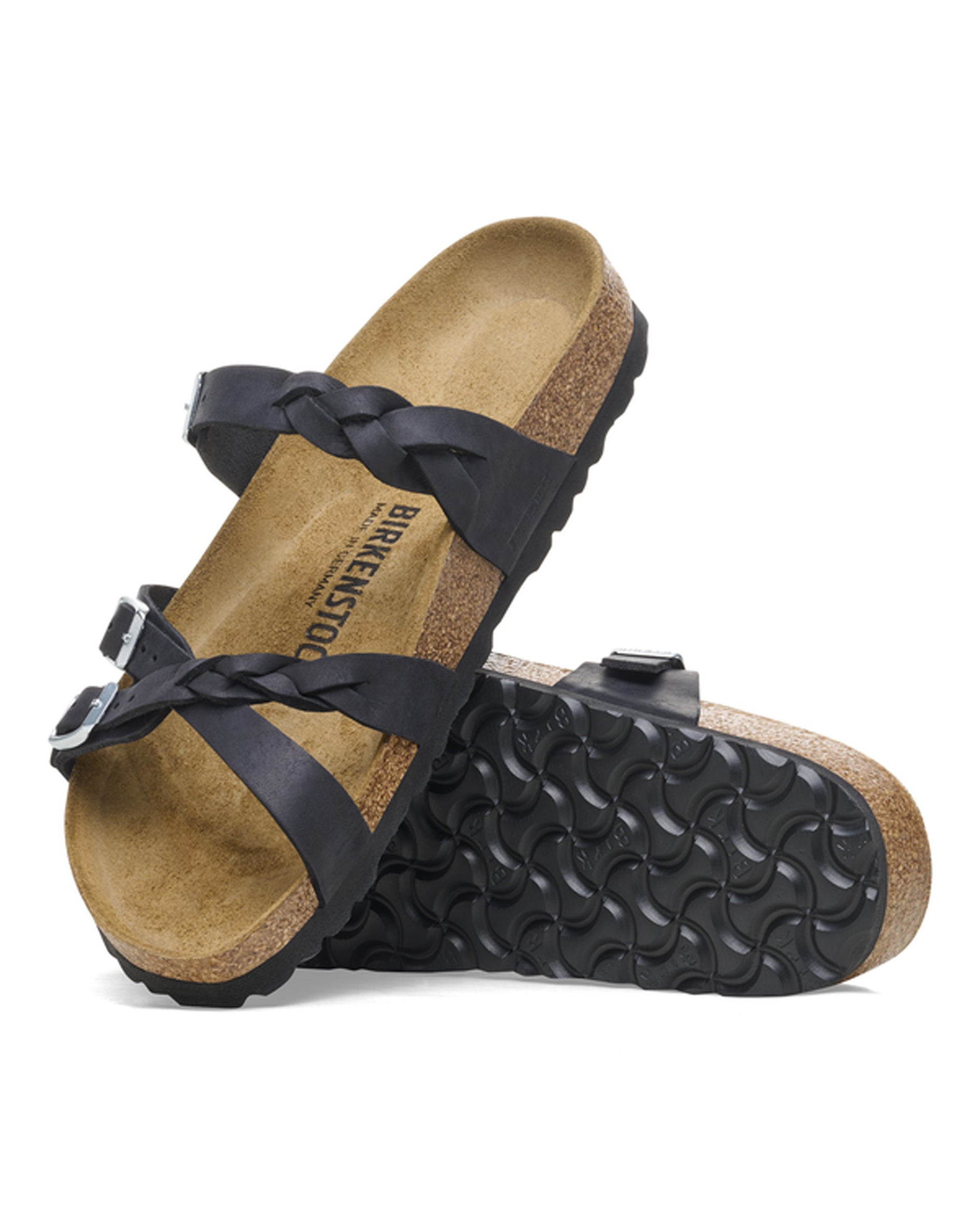 Franca Braided Black Oiled Leather Sandals