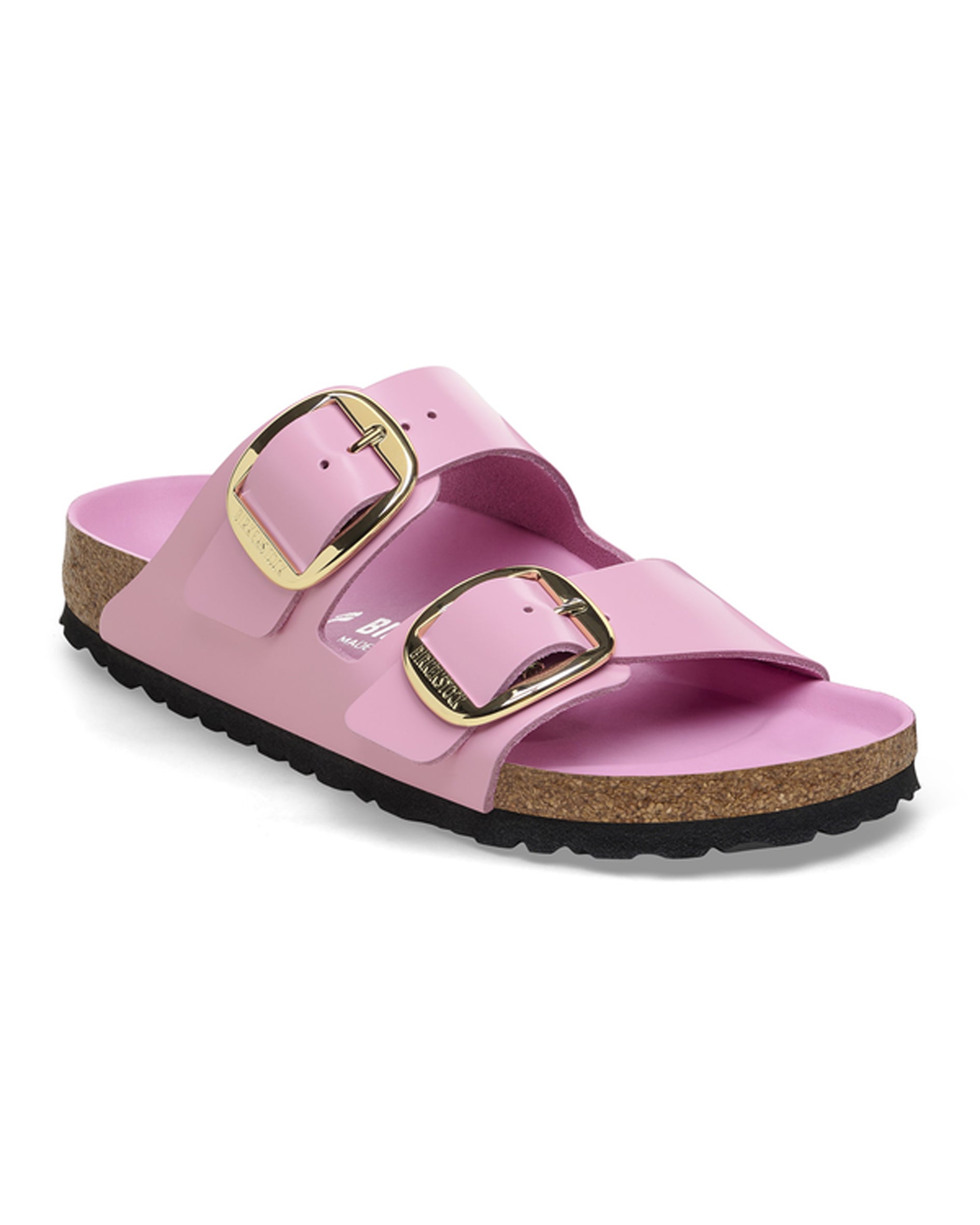Arizona Big Buckle High Shine Fondant Pink Leather Sandals