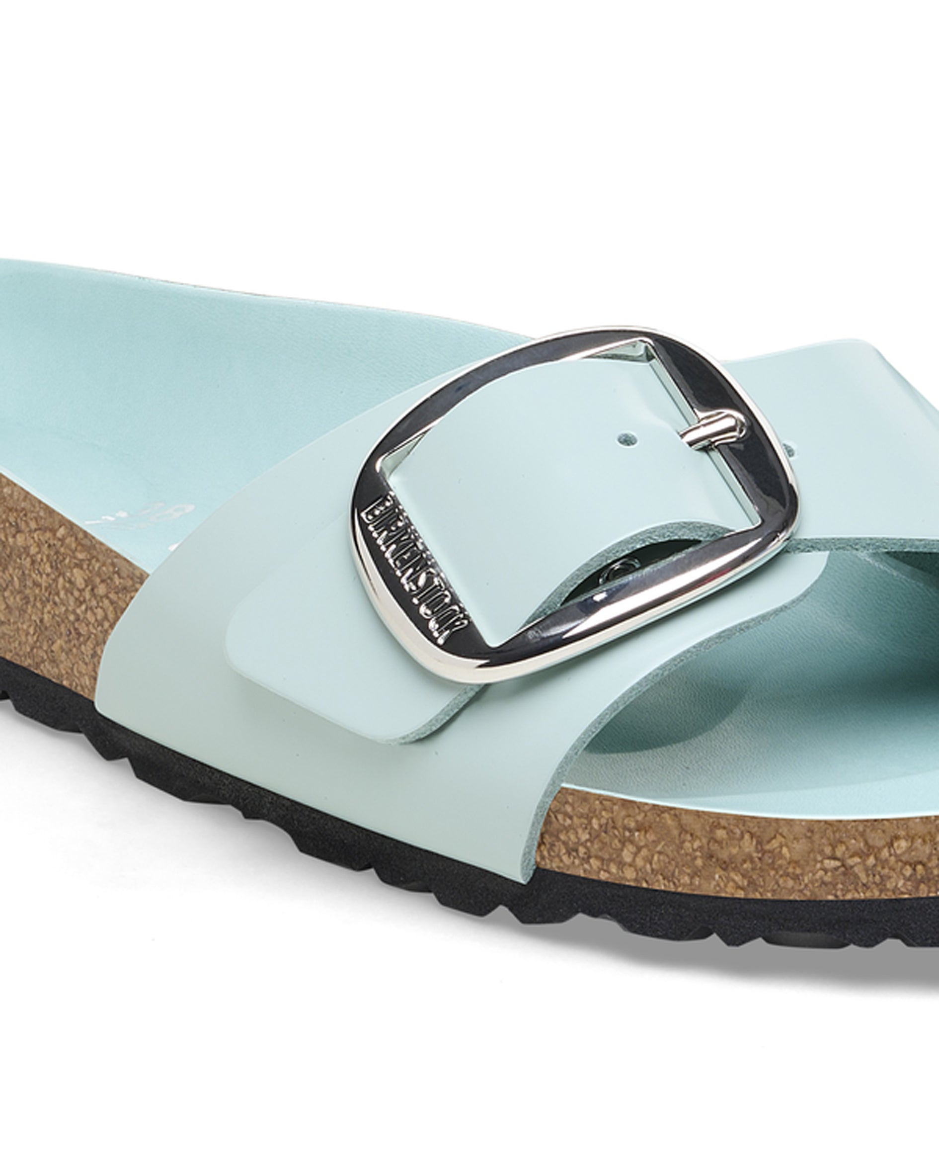 Madrid Big Buckle High Shine Surf Green Leather Sandals