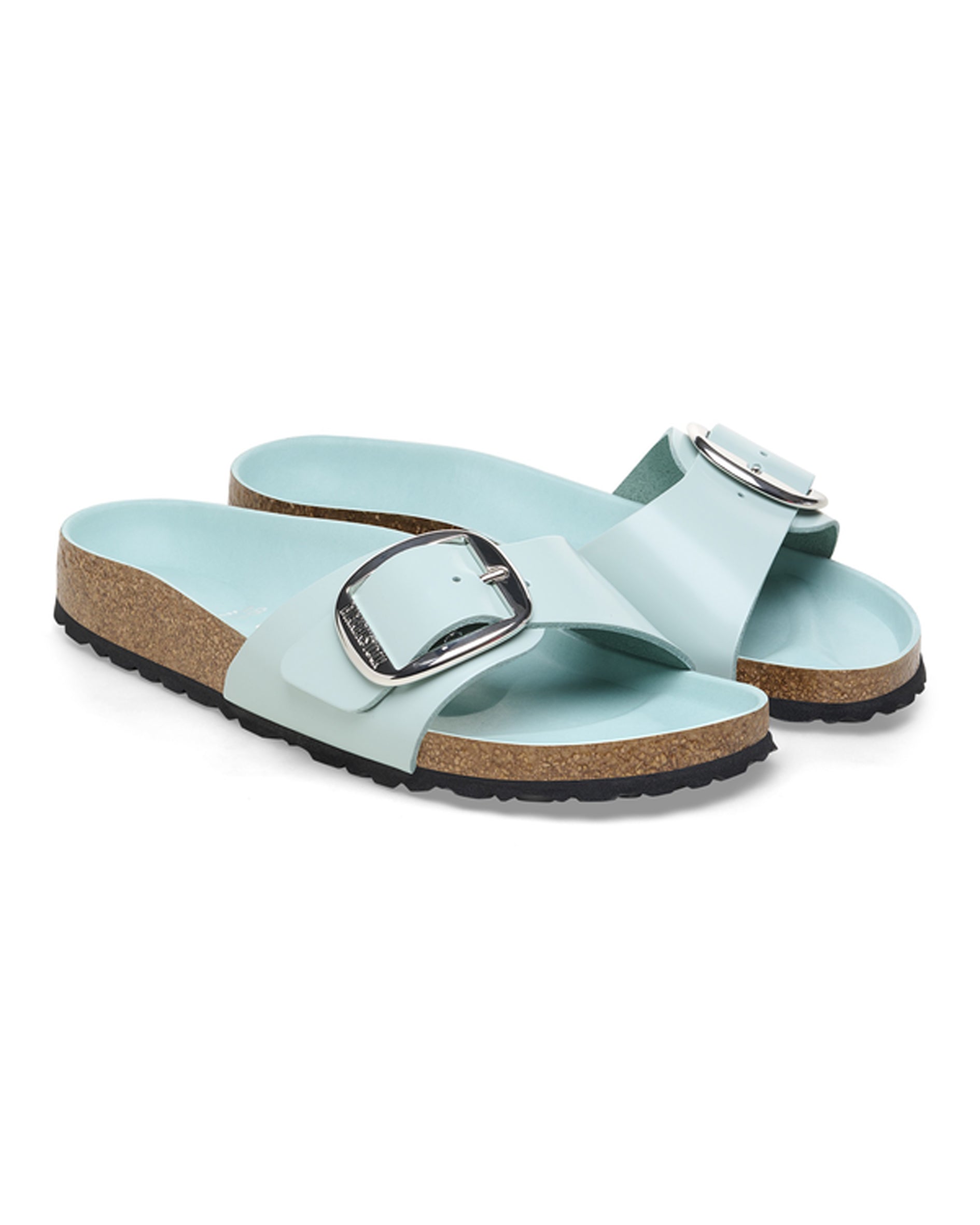 Madrid Big Buckle High Shine Surf Green Leather Sandals