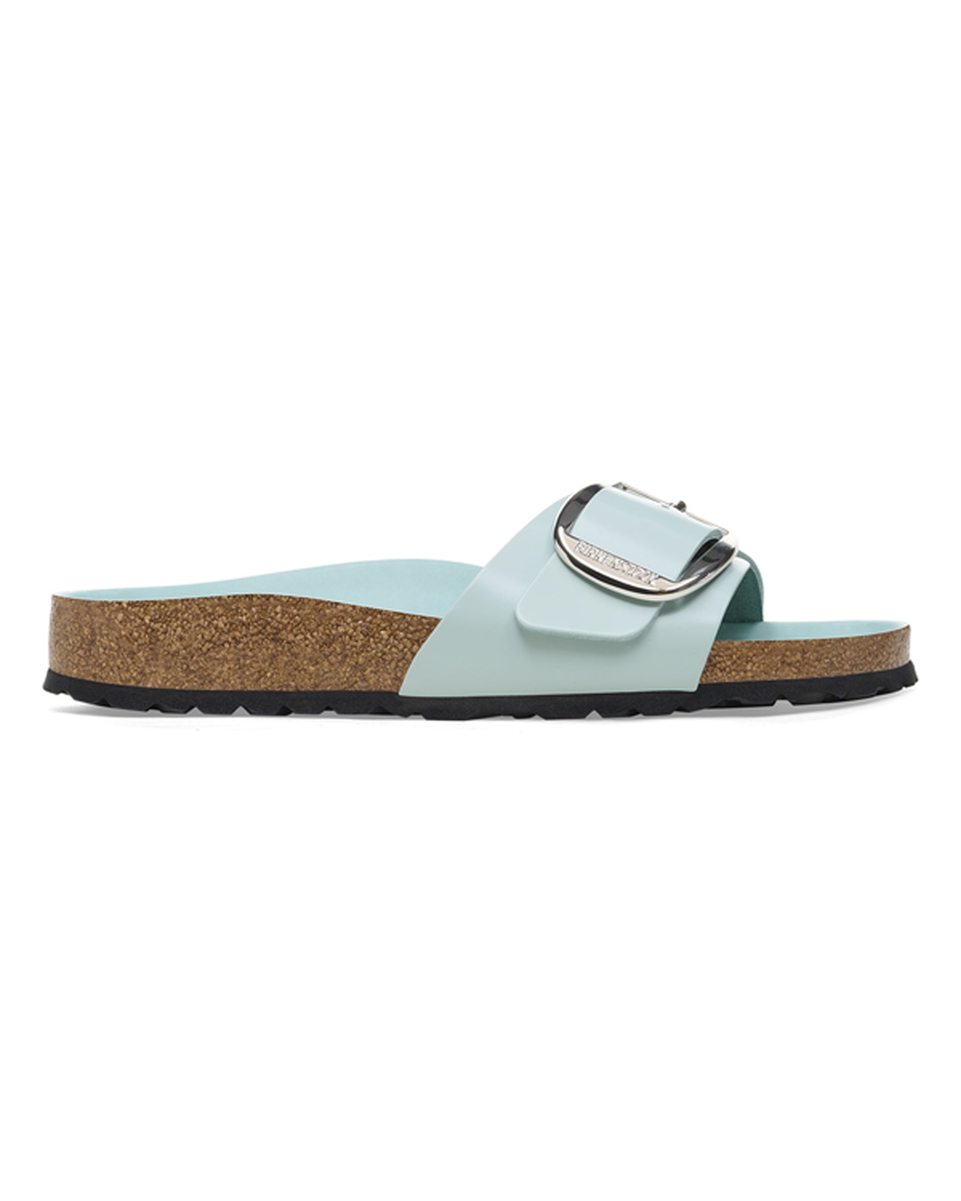 Madrid Big Buckle High Shine Surf Green Leather Sandals