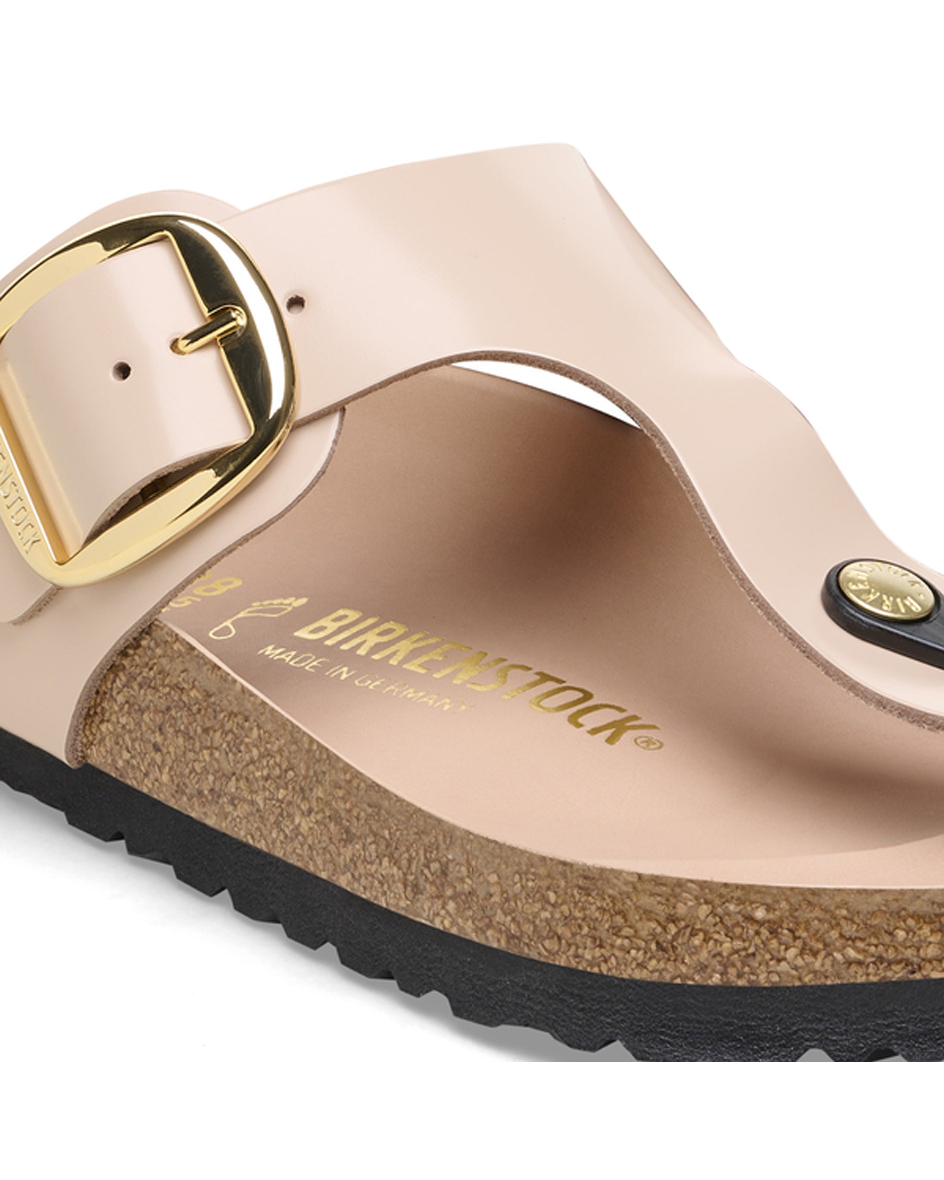 Gizeh Big Buckle High Shine New Beige Leather Sandals