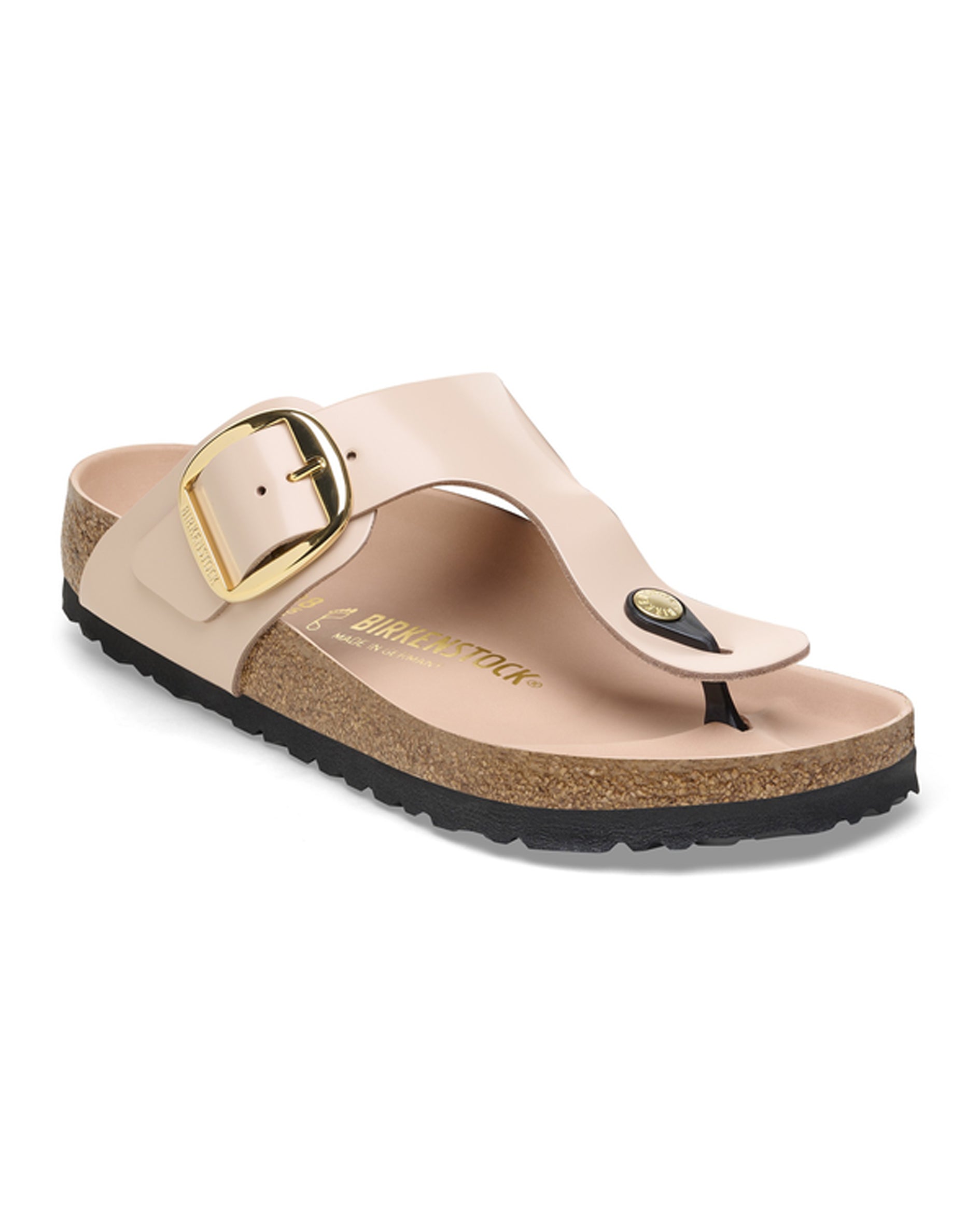 Gizeh Big Buckle High Shine New Beige Leather Sandals