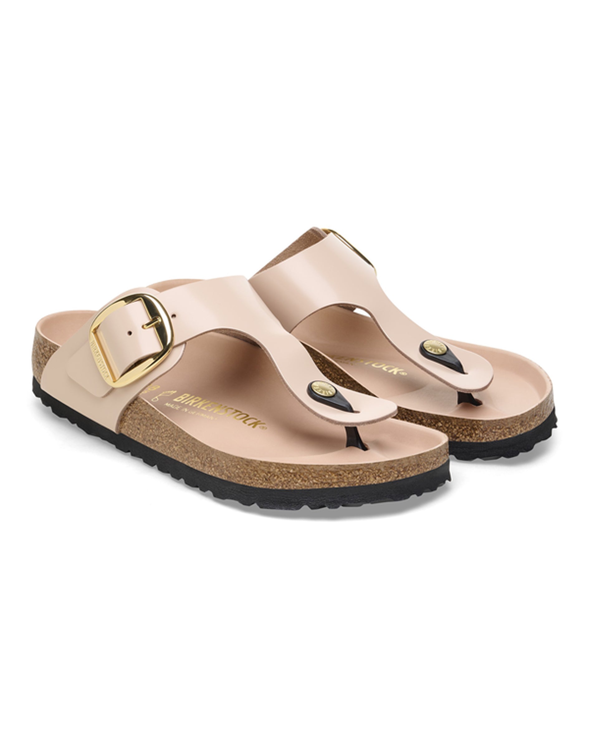 Gizeh Big Buckle High Shine New Beige Leather Sandals