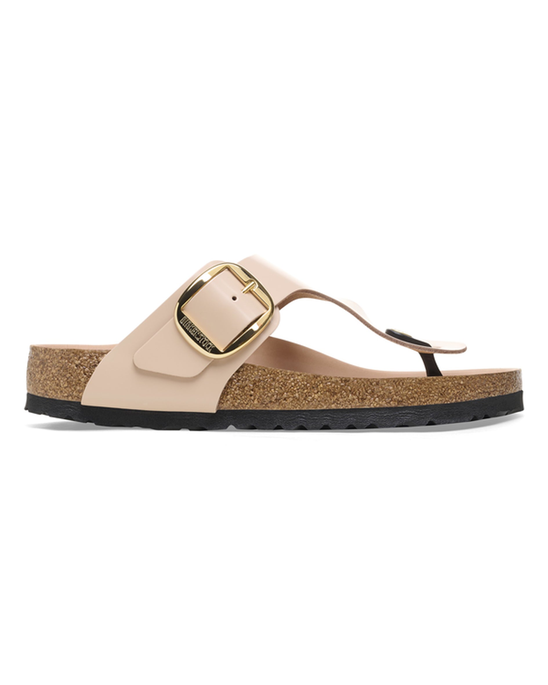 Gizeh Big Buckle High Shine New Beige Leather Sandals