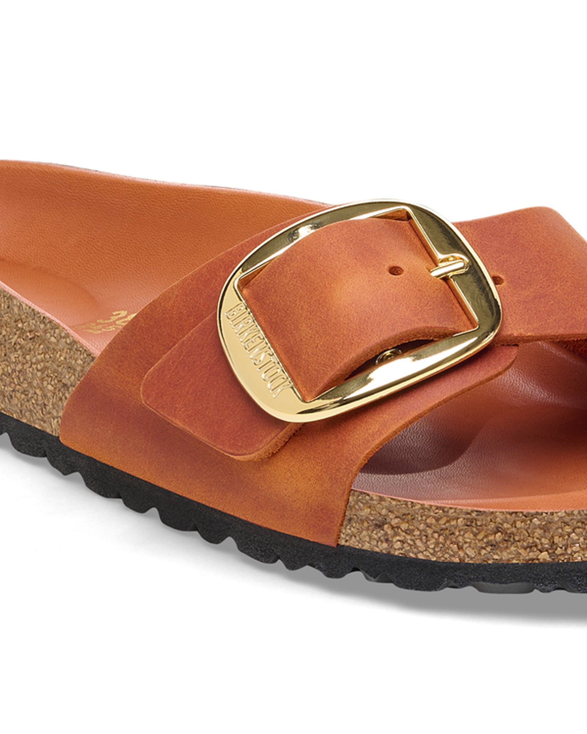 Madrid Big Buckle Burnt Orange Oiled Leather Sandals