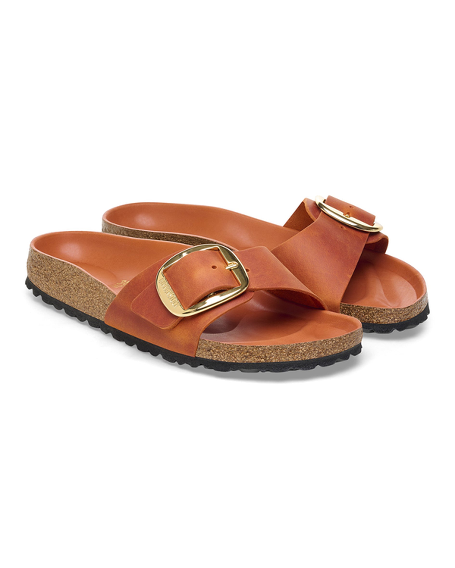 Madrid Big Buckle Burnt Orange Oiled Leather Sandals