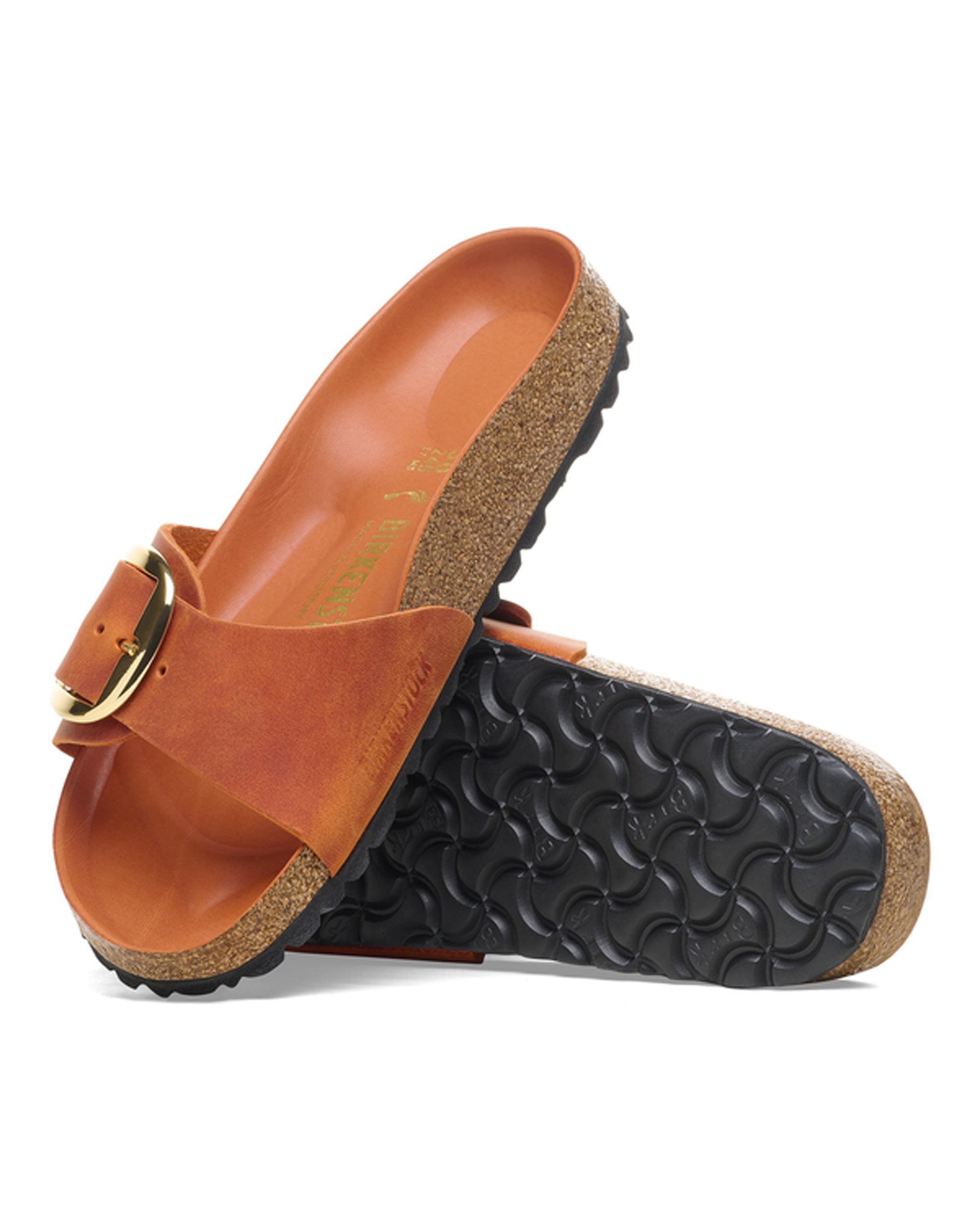 Madrid Big Buckle Burnt Orange Oiled Leather Sandals