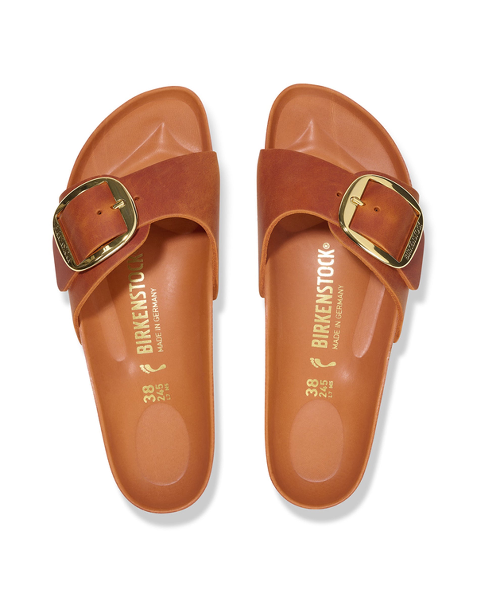 Madrid Big Buckle Burnt Orange Oiled Leather Sandals