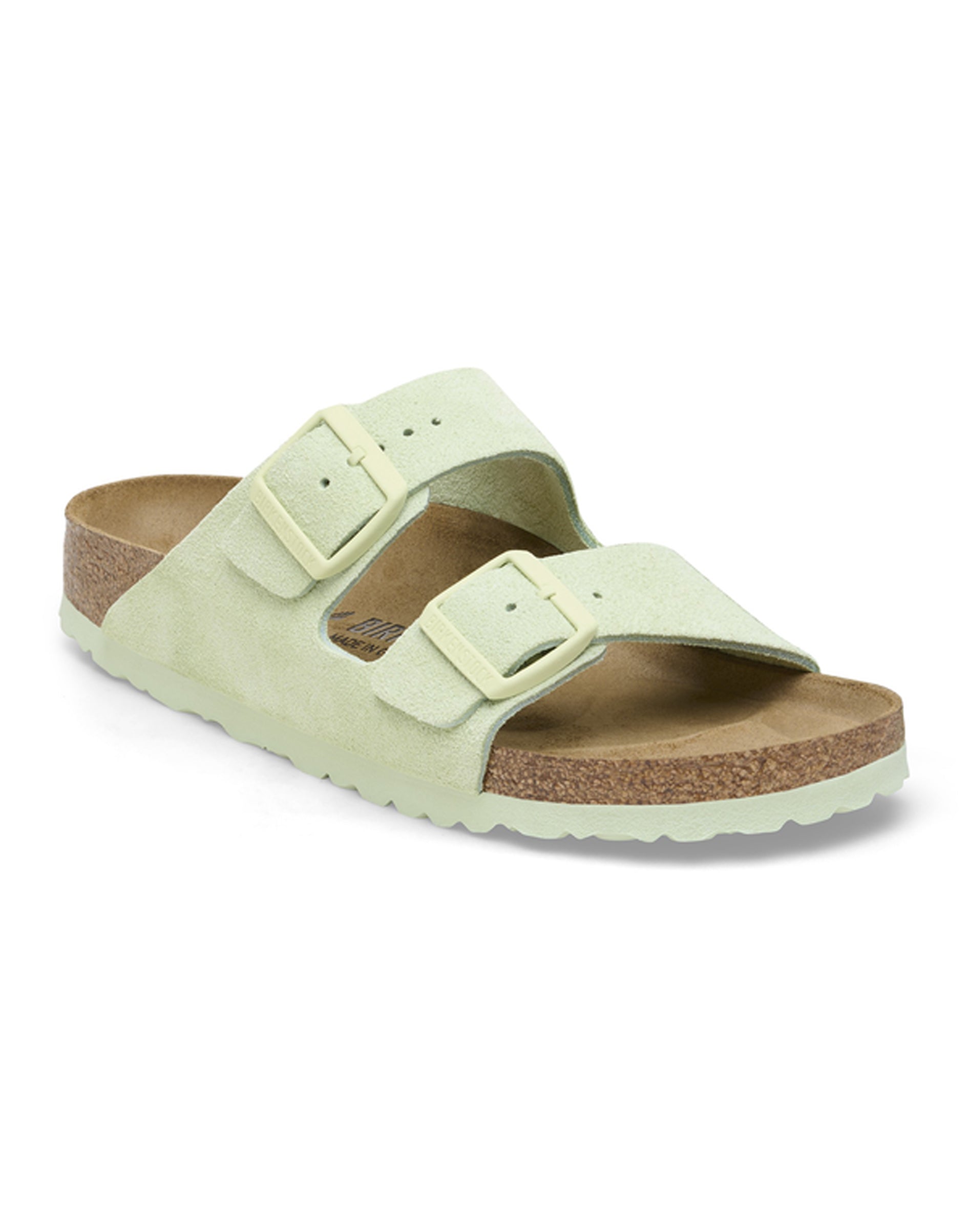 Arizona Faded Lime Suede Leather Sandals