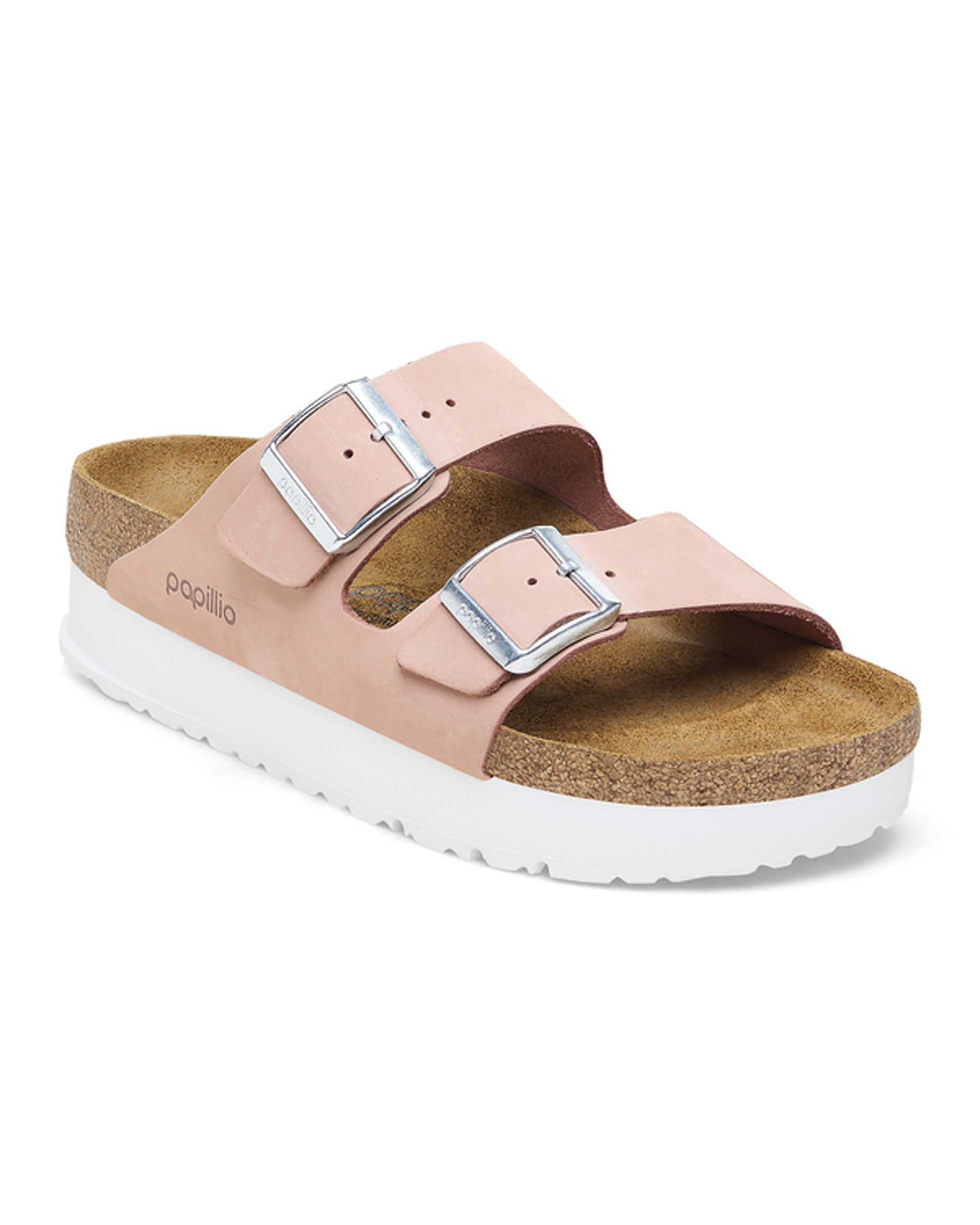 Arizona Platform Flex Soft Pink Nubuck Leather Sandals