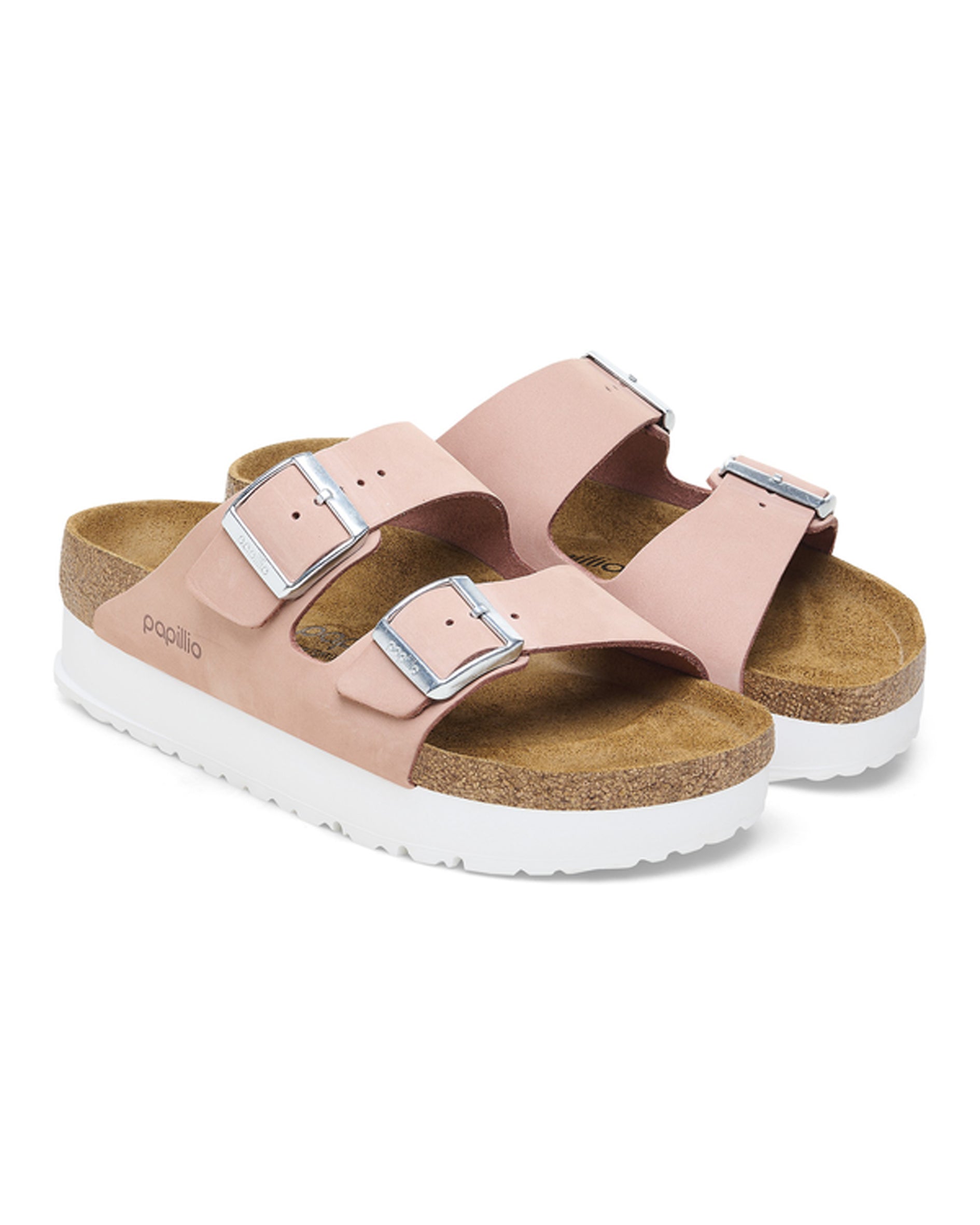 Arizona Platform Flex Soft Pink Nubuck Leather Sandals