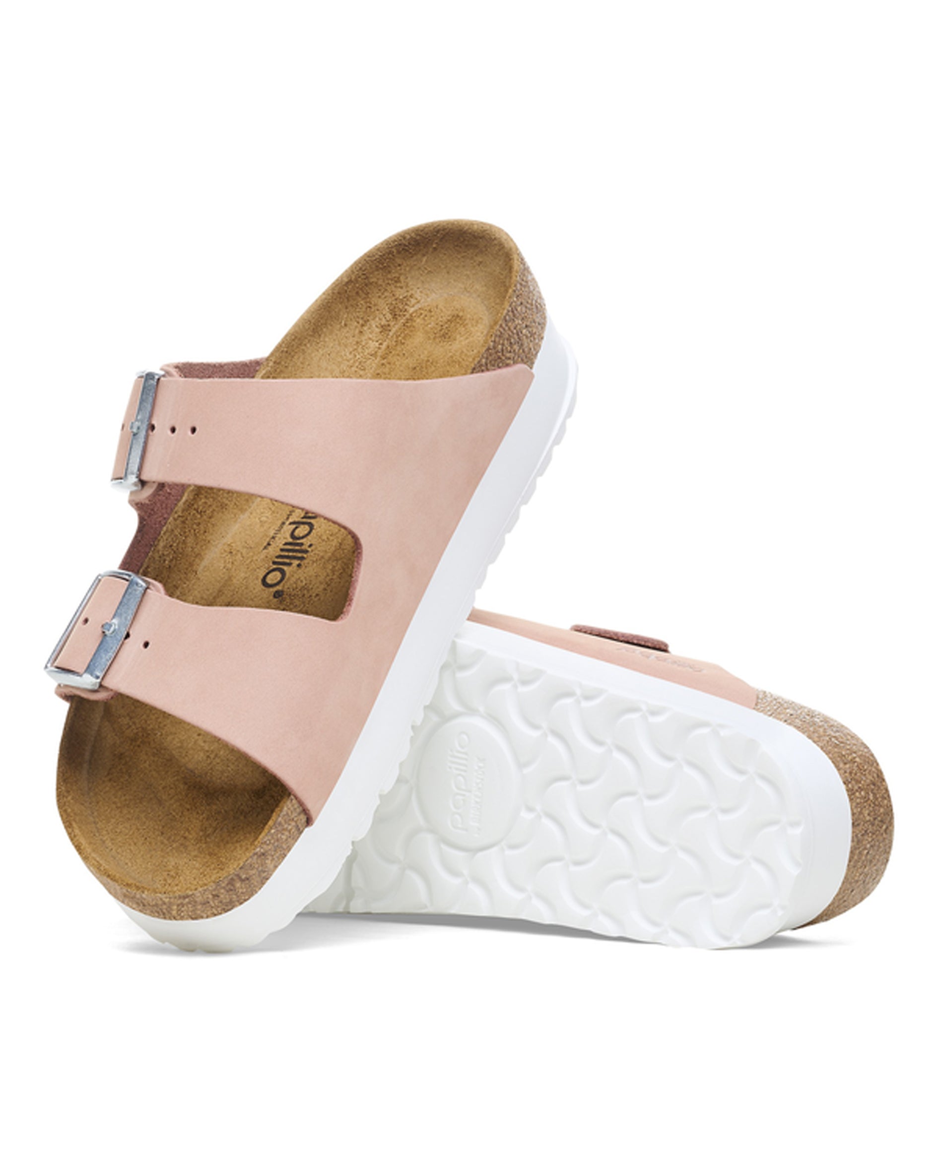 Arizona Platform Flex Soft Pink Nubuck Leather Sandals