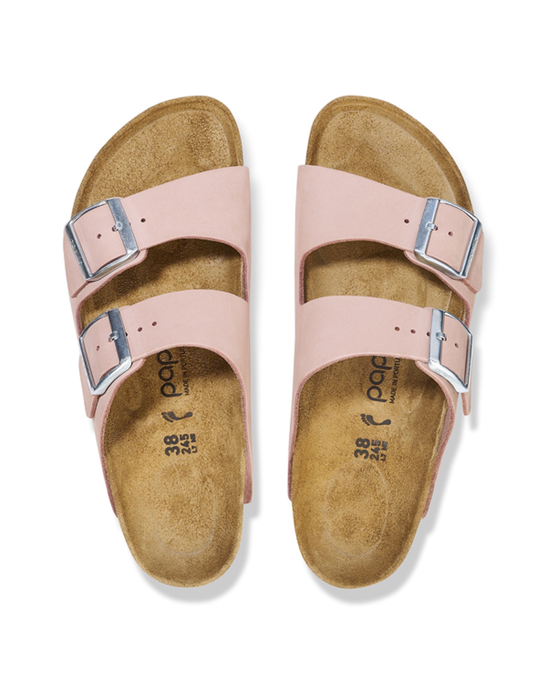 Arizona Platform Flex Soft Pink Nubuck Leather Sandals