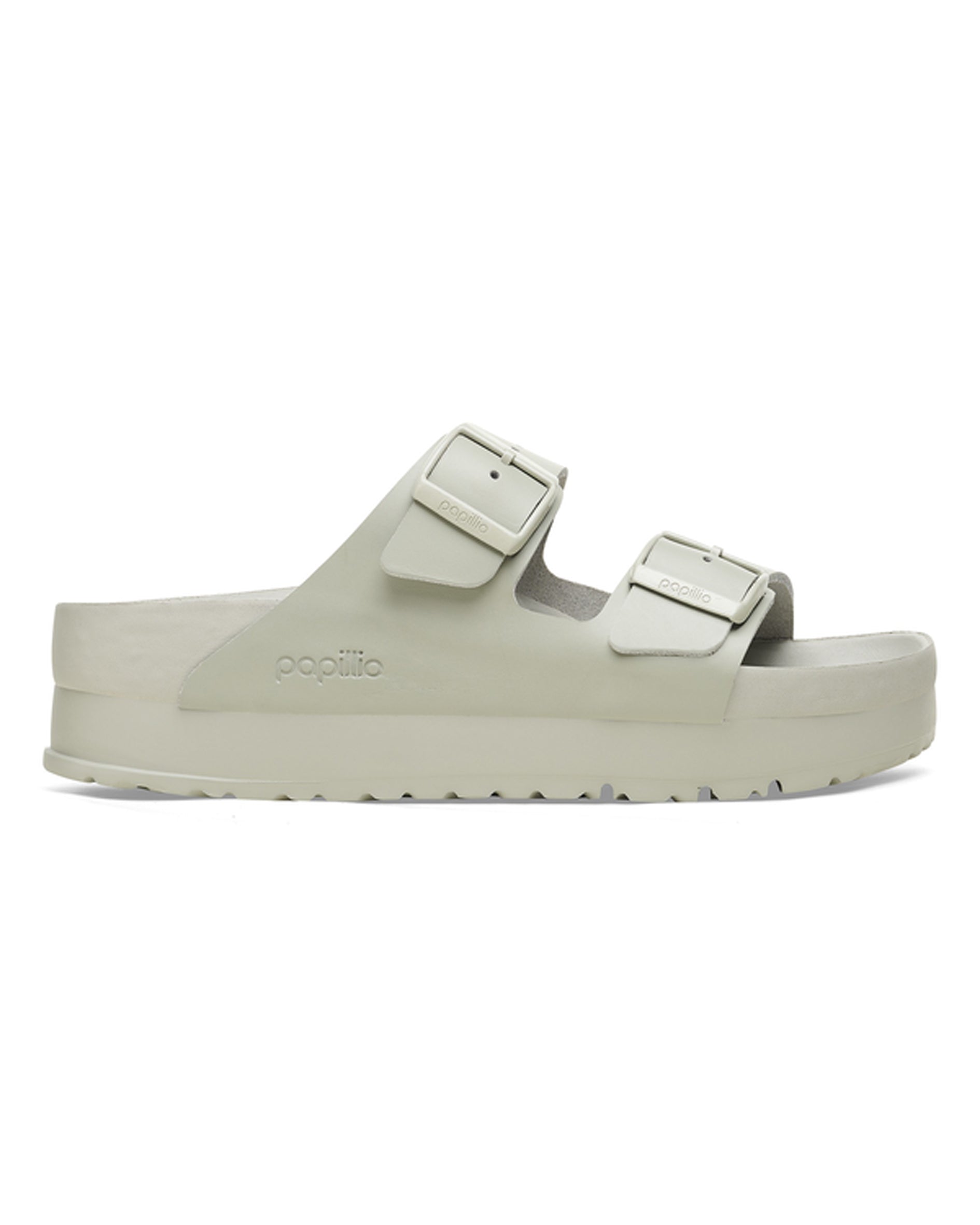 Arizona Platform Flex Exquisite Mineral Grey Leather Sandals