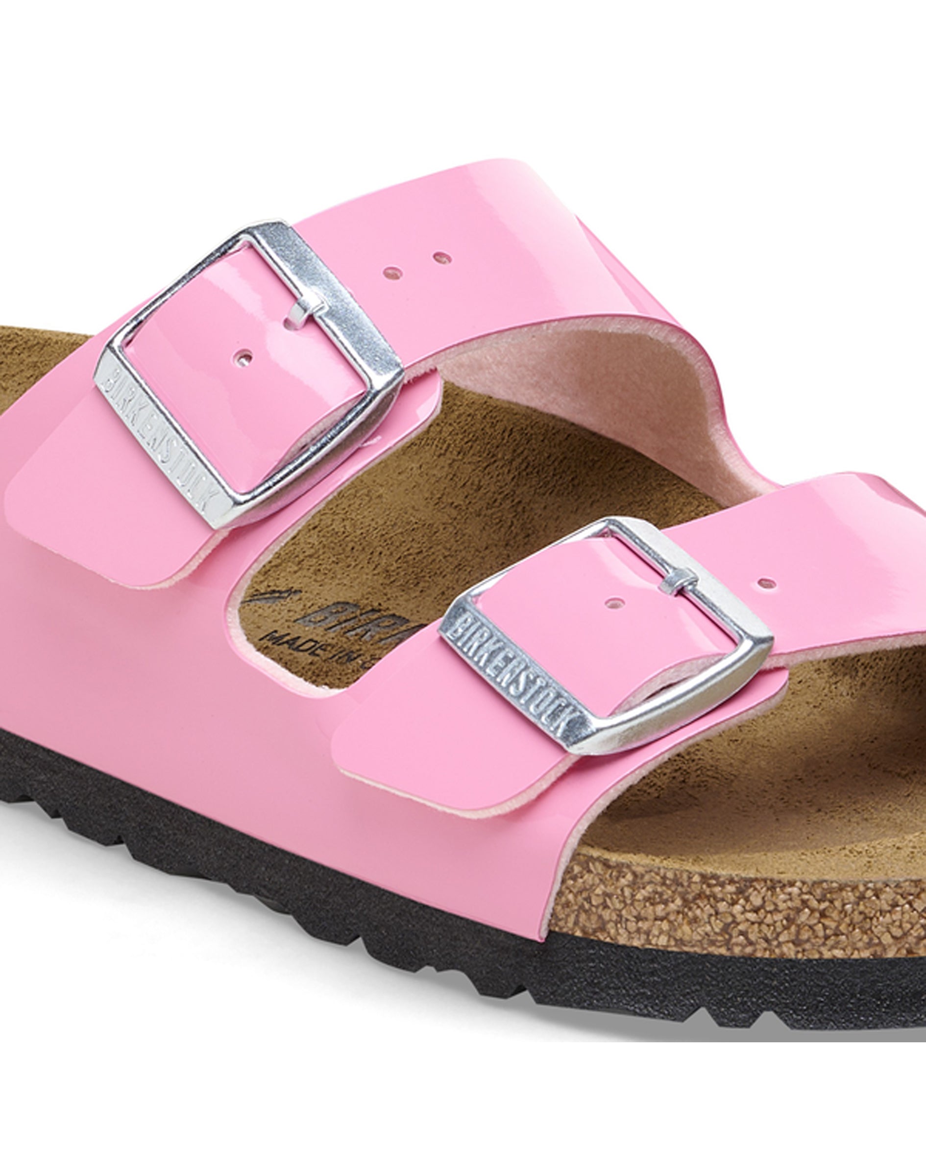 Arizona Patent Candy Pink/Black Birko-Flor Sandals