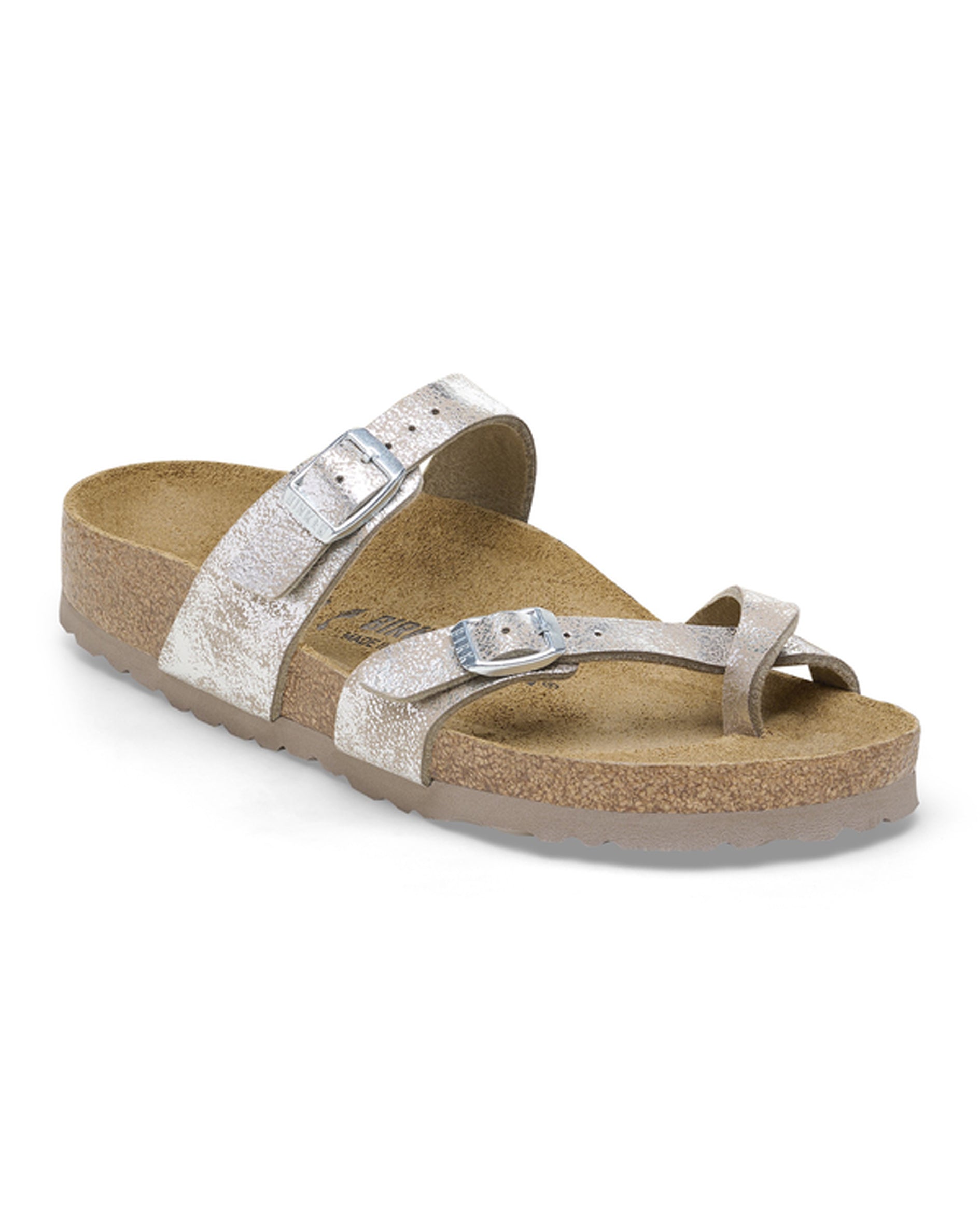 Mayari Washed Metallic Silver Birko-Flor Sandals