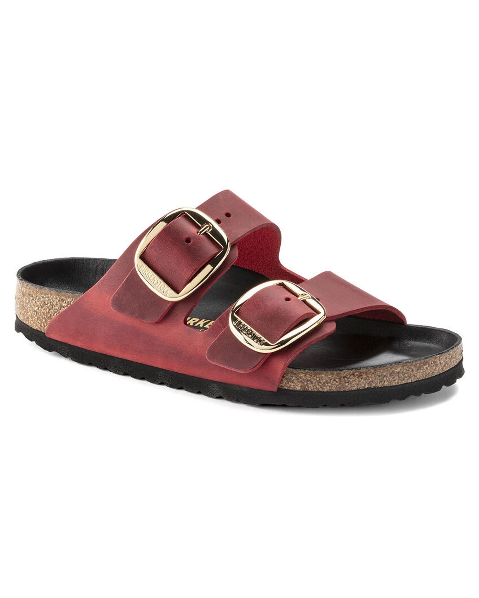 Arizona Big Buckle Fire Red Oiled Leather Sandals