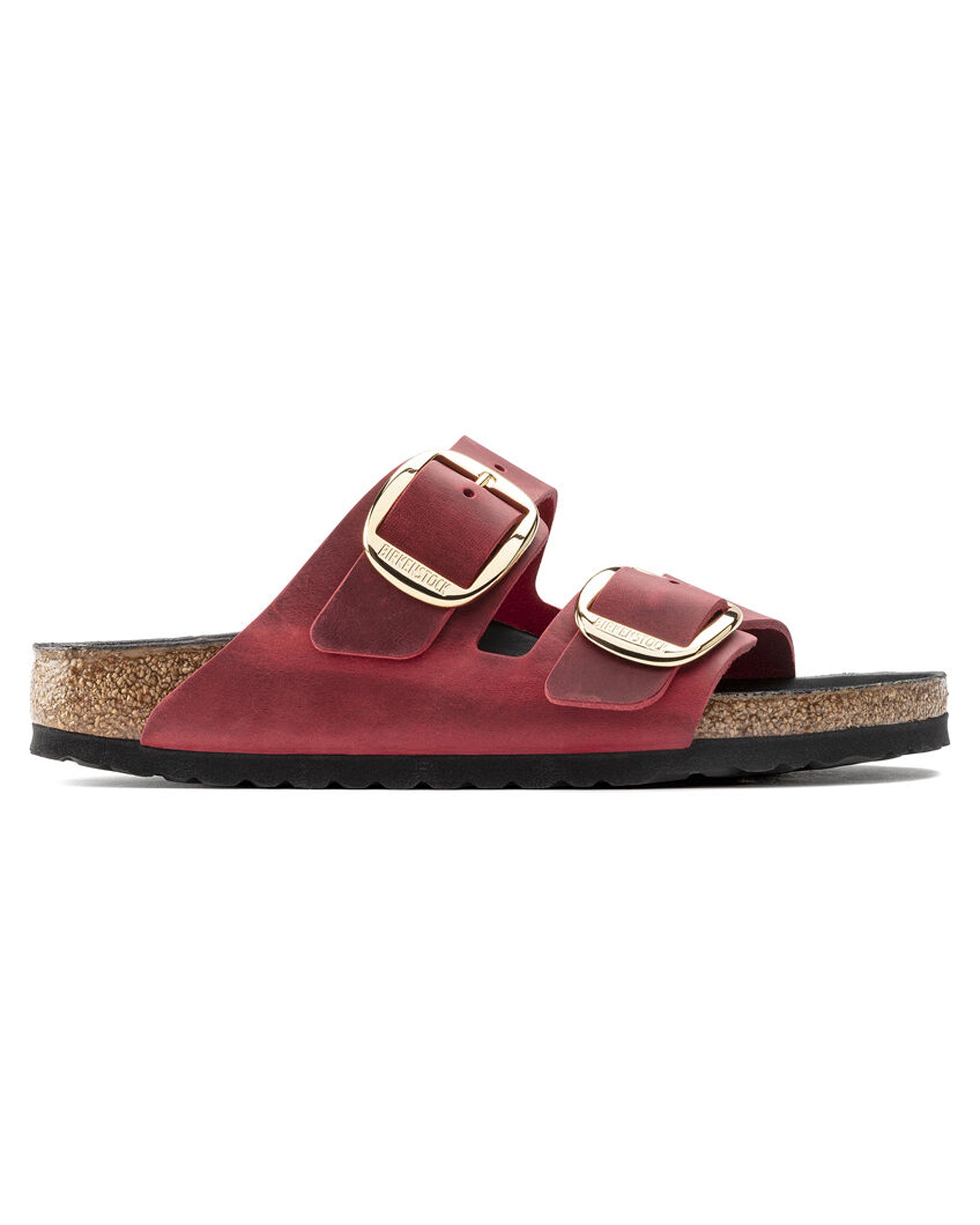 Arizona Big Buckle Fire Red Oiled Leather Sandals