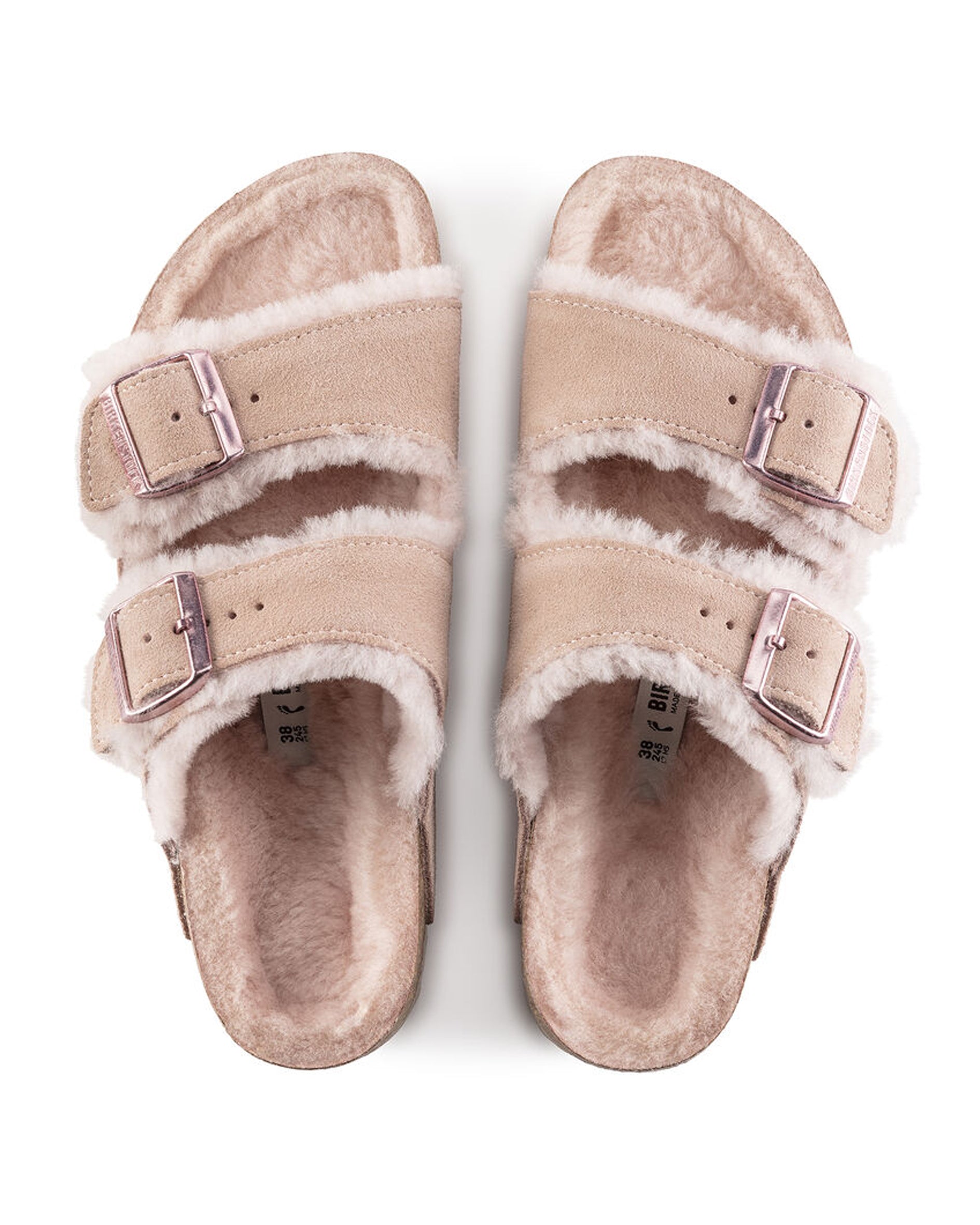 Arizona Shearling Light Rose Suede Leather Sandals
