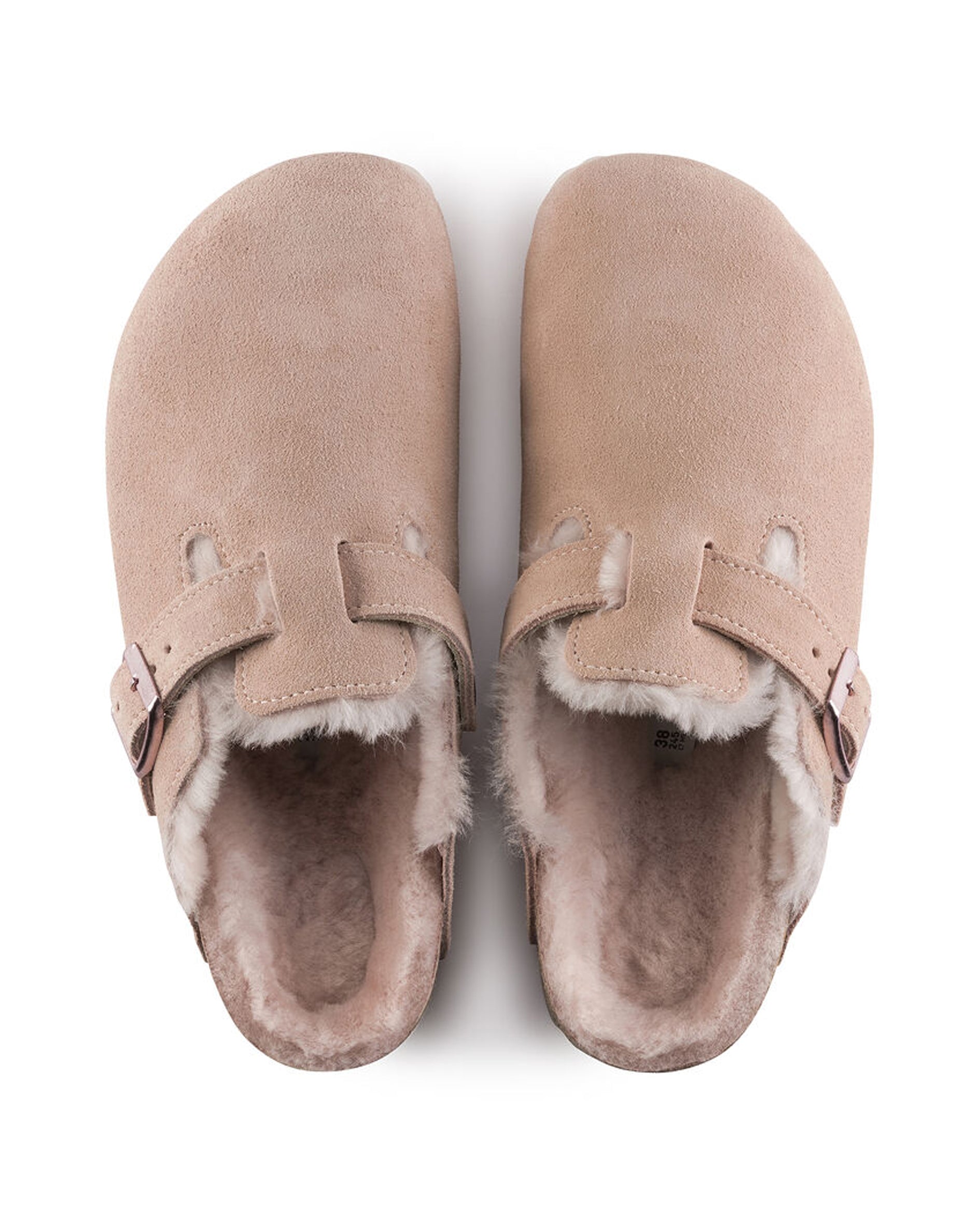 Boston Shearling Light Rose Suede Leather Clogs