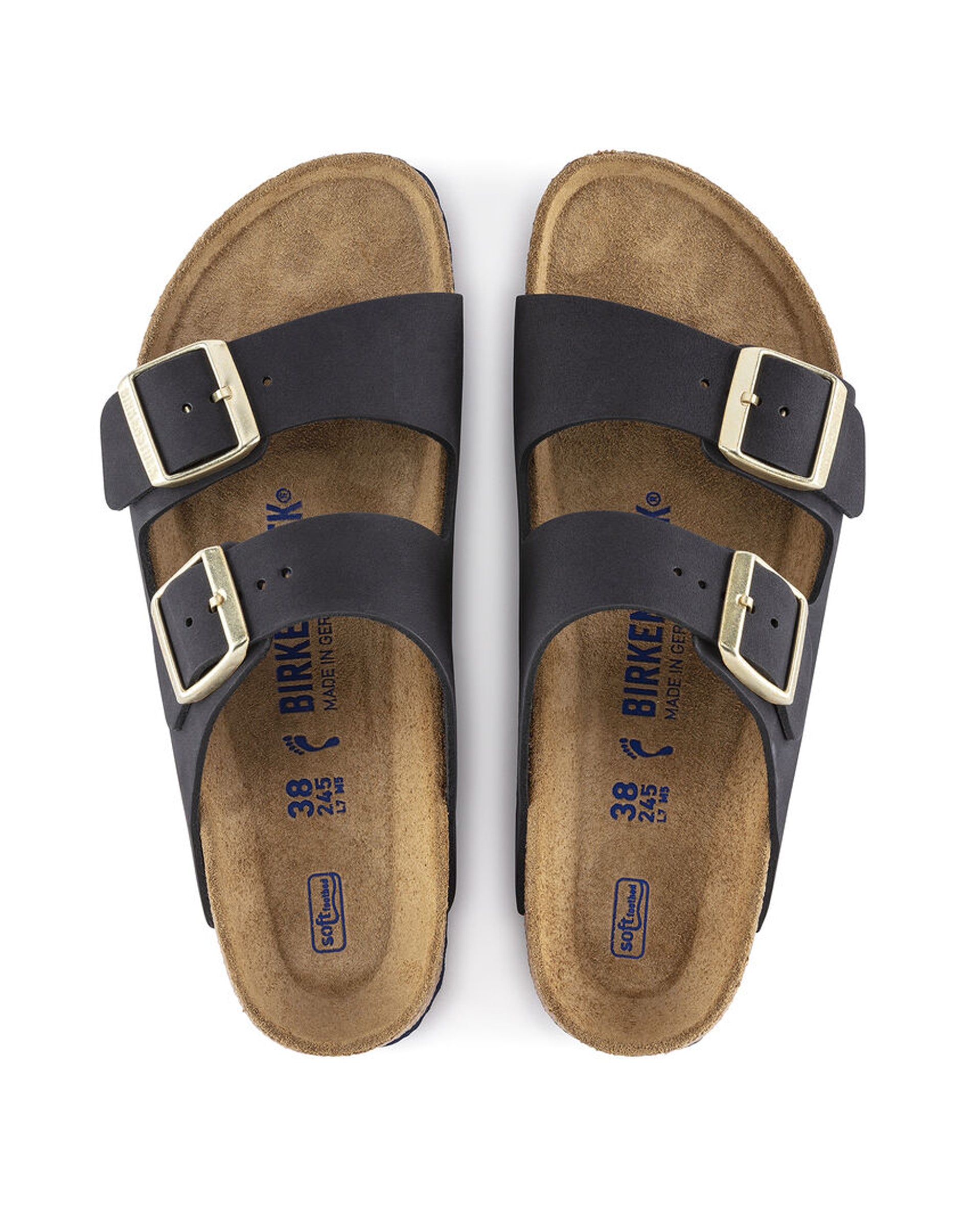 Arizona Soft Footbed Midnight Nubuck Leather Sandals
