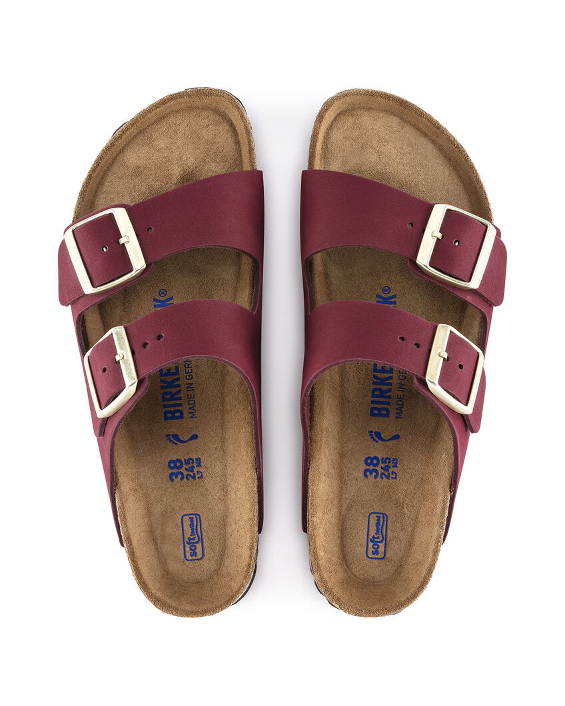 Arizona Soft Footbed Maroon Nubuck Leather Sandals