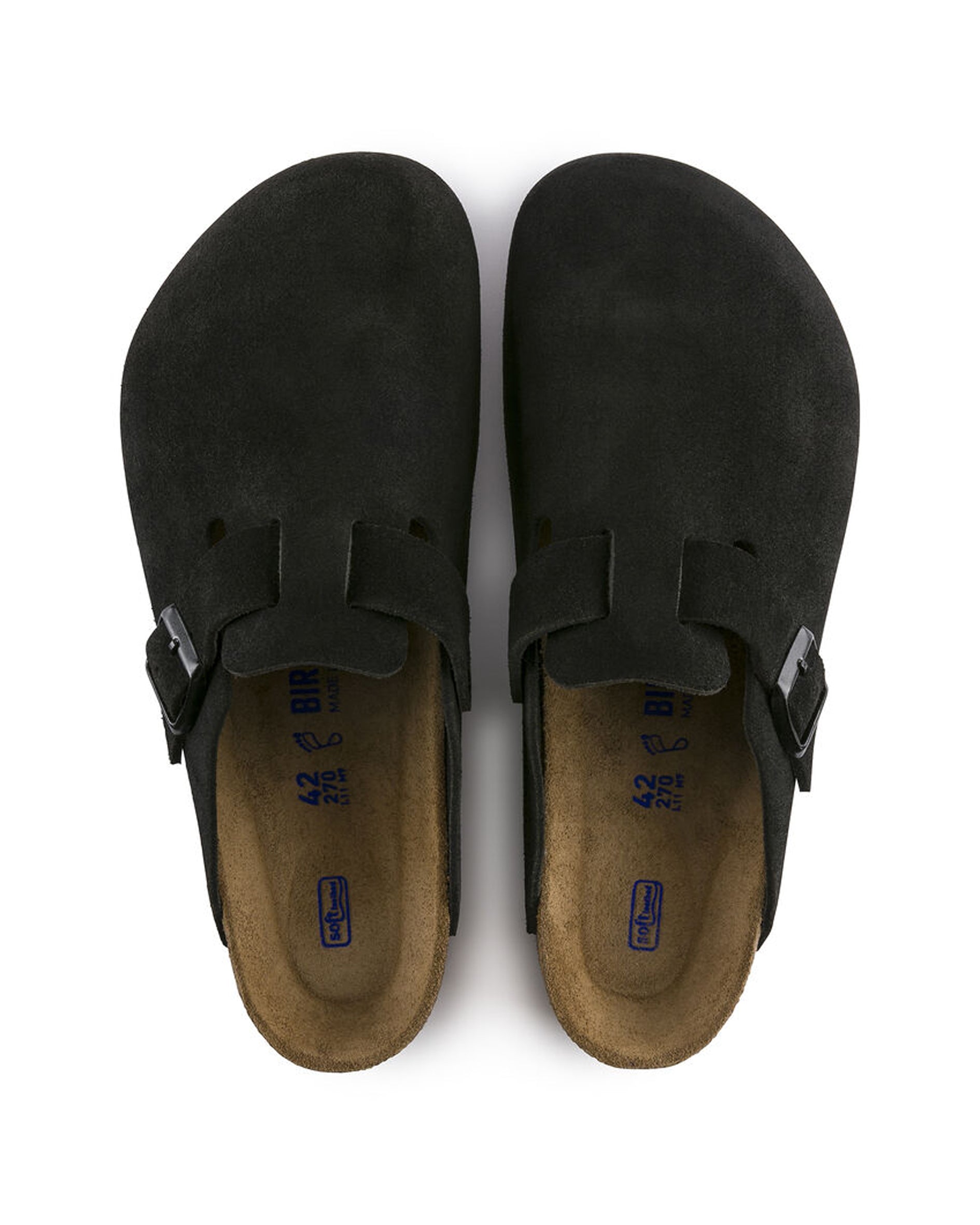 Boston Soft Footbed Black Suede Leather Clogs