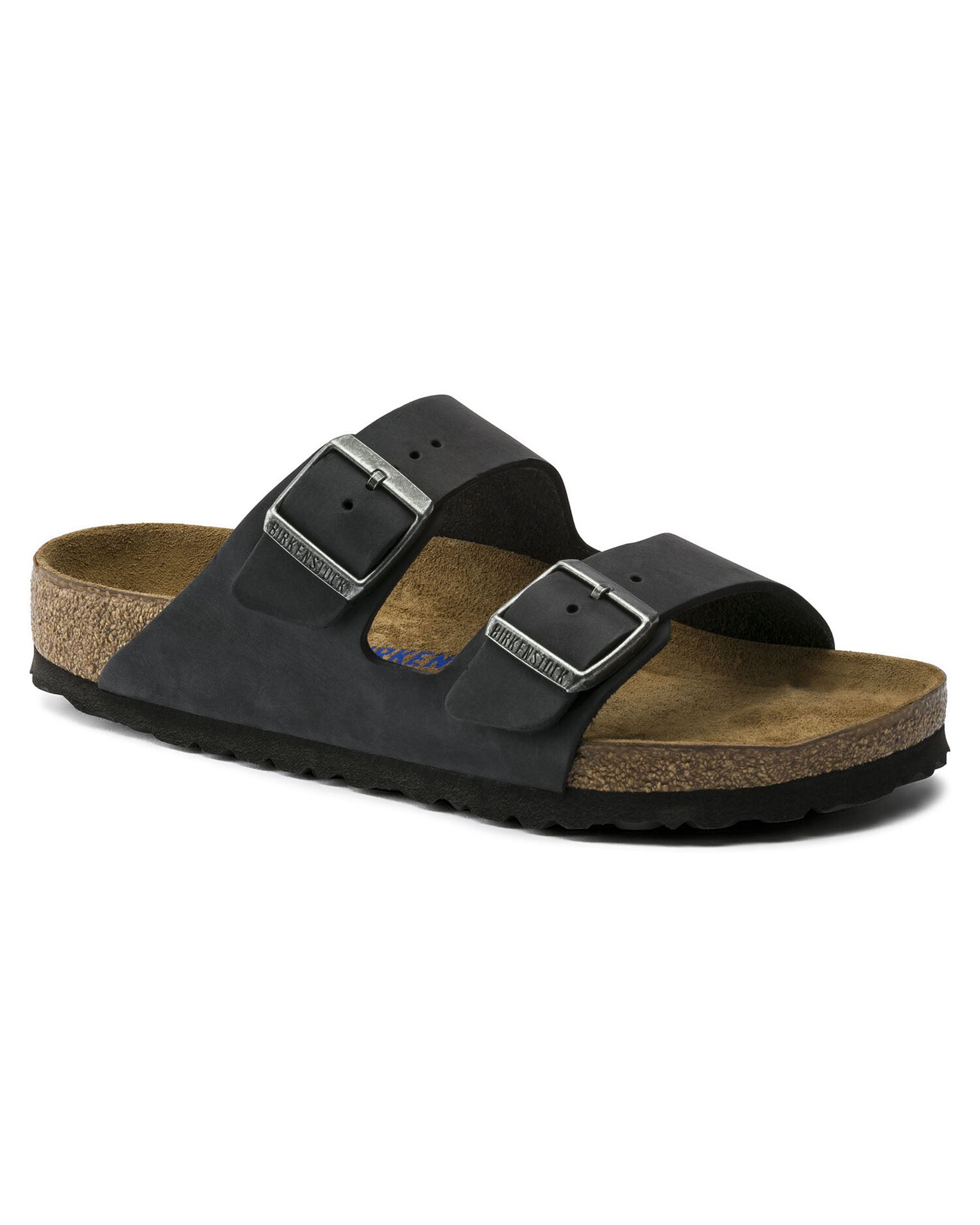 Arizona Soft Footbed Black Oiled Leather Sandals