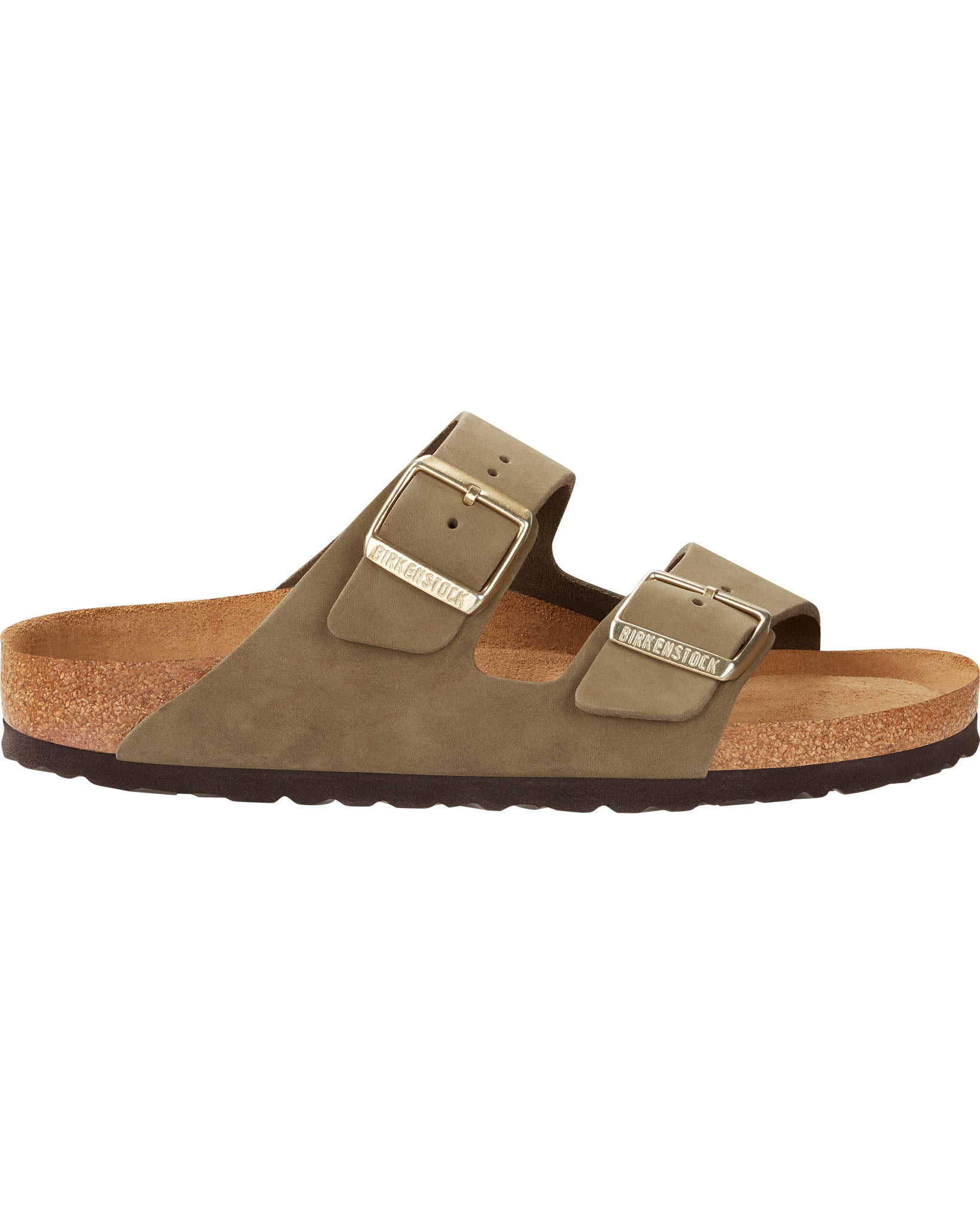 Arizona Soft Footbed Faded Khaki Nubuck Leather Sandals