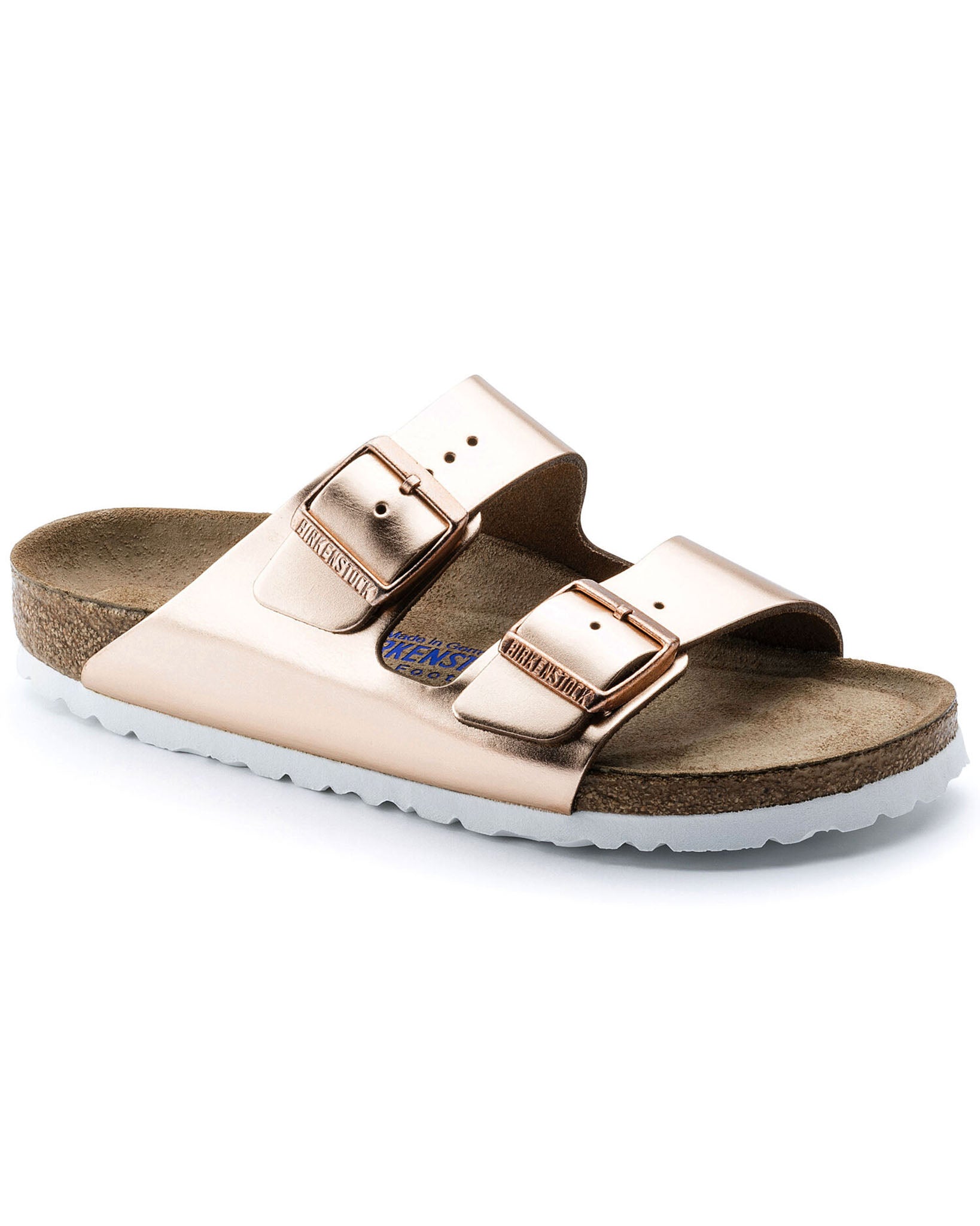 Arizona Soft Footbed Metallic Copper Leather Sandals
