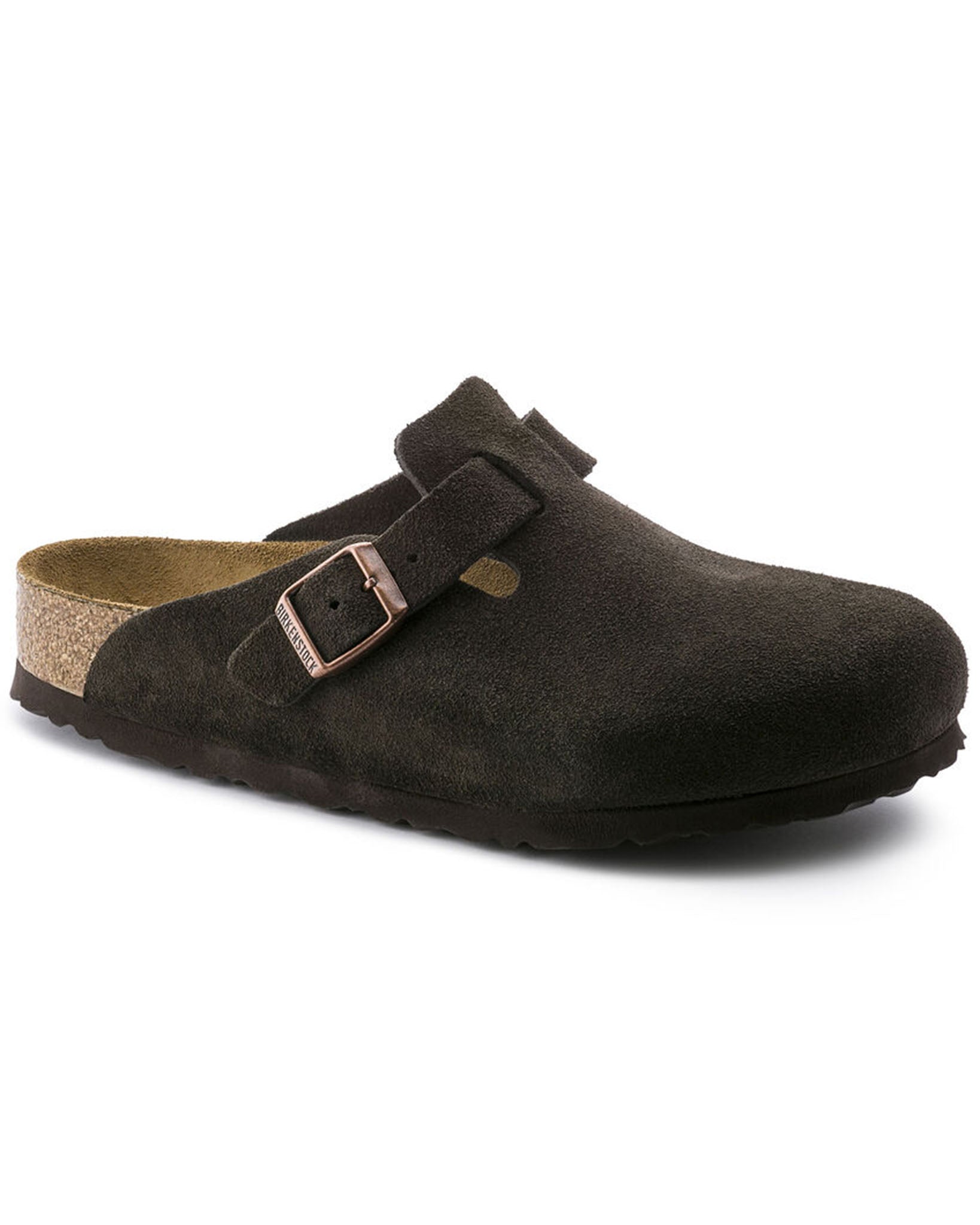 Boston Soft Footbed Mocha Suede Leather Clogs