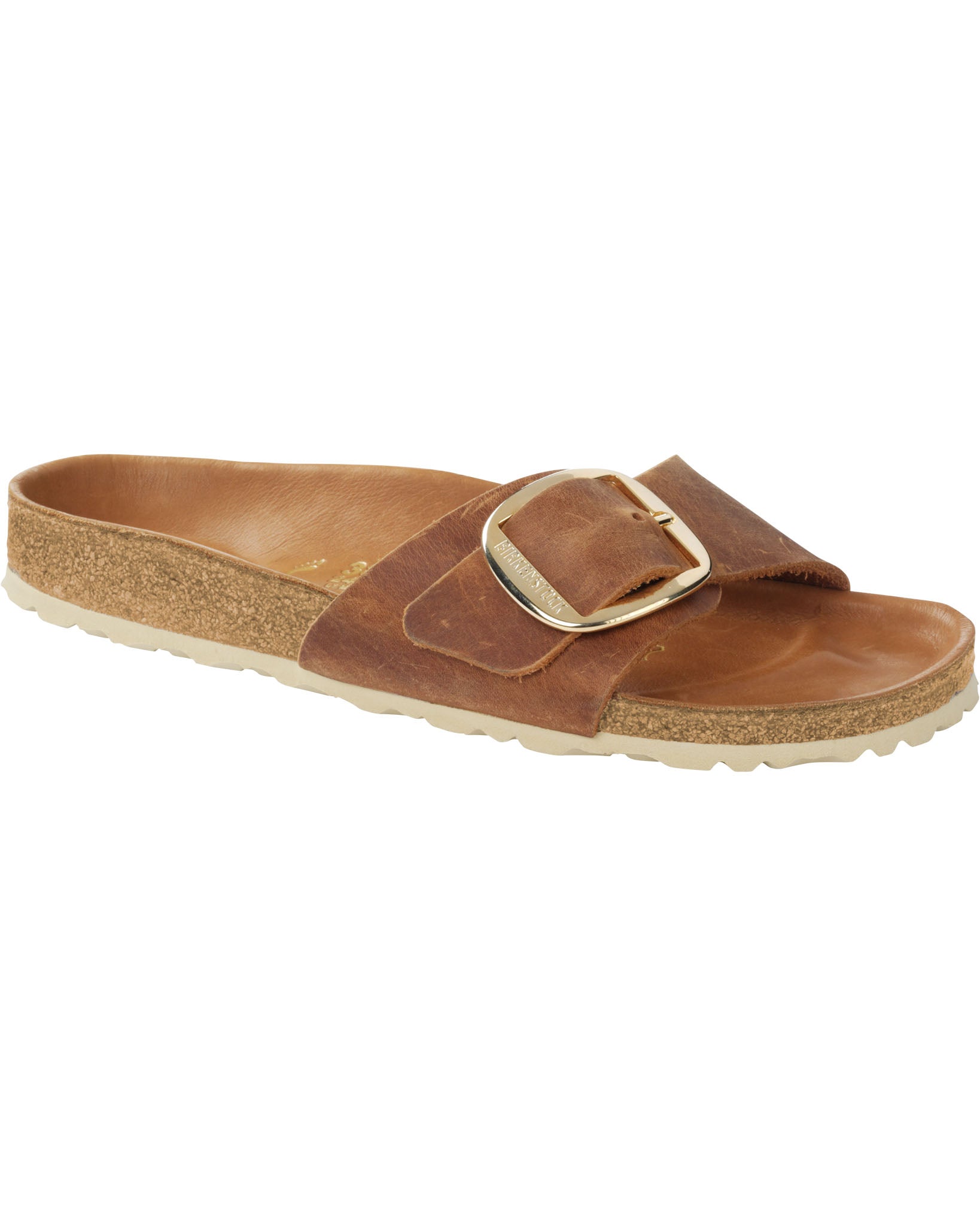 Madrid Big Buckle Cognac Oiled Leather Sandals